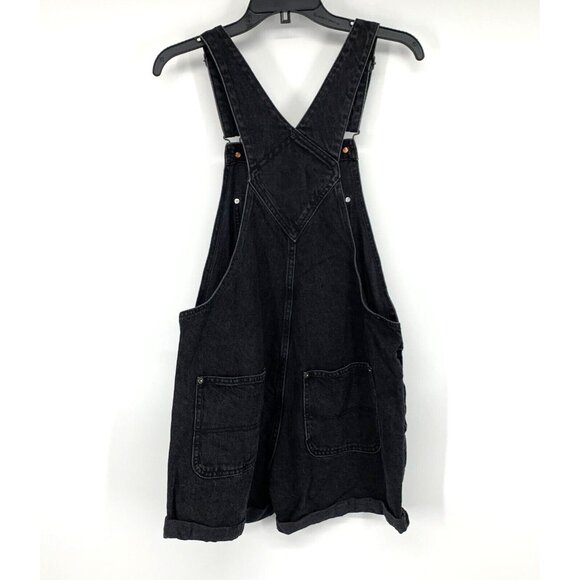 Old Navy Shortalls Ovearlls Black Jean Short Denim Slouchy Straight - Picture 7 of 10